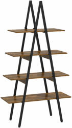 Homcom Ipari stílusú könyvespolc forgácslapból és acélból, A alakú, 92x38, 5x166 cm, barna és fekete