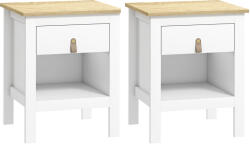 Homcom 2 db-os éjjeliszekrény szett fiókkal és nyitott polccal, fehér és tölgyfa színben