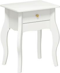 Homcom Francia Stílusú Nappali Dohányzóasztal Fiókostal 45x35x55 cm, Fehér