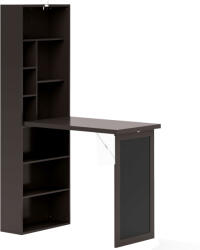 HomCom Modern Összecsukható Íróasztal Könyvespolccal és Táblával, Fa és Fém, 98x51x153 cm, Barna