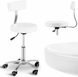  TERNI fehér kozmetikai szék háttámlával, kerekeken, 150 kg-ig