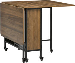 HomCom ipari összecsukható asztal - fa és fém, 6 kerékkel és polccal
