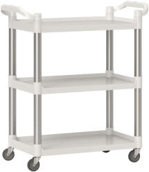 Homcom Konyhai kocsi 3 polccal, forgó kerekekkel és csúszásgátló felülettel, 88x44x93 cm, fehér és ezüst színű