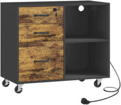HomCom mobil nyomtatószekrény - MDF 3 fiókkal, 2 polccal és kerekekkel