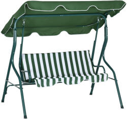Outsunny 3 személyes hinta állítható tetővel és kárpitozott párnákkal, acél és poliészter kerti hinta, 170x110x153 cm