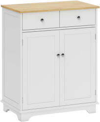 Homcom konyhai tálalószekrény 2 ajtóval és 2 fiókkal, fehér és fa