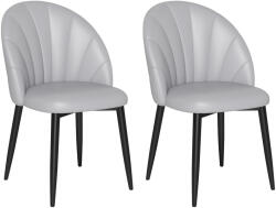 HomCom 2 db-os műbőr szék szett acél lábakkal és formázott háttámlával, 52x54x79 cm, világos szürke