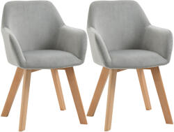 HomCom 2 db-os szék szett fa lábakkal, szürke