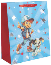  Vidám Papírtáska - Kisfiú és Kutya - 18x23 cm (09392)