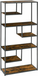 Homcom 7-szintes könyvespolc bútor fa és acél kivitelben, ipari stílusban, 83x34x180 cm, barna