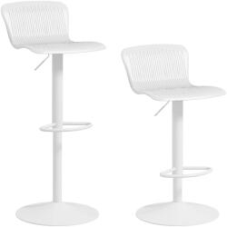 Homcom 2 db-os bárszék szett ergonomikus háttámlával, lábtartóval és forgóüléssel, 38, 5x40x76, 5-97, 5 cm, fehér