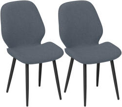 HomCom 2 db-os étkezőszék szett ívelt háttámlával, lenvászon anyagból, habszivacsból és acélból, 46x56x86 cm, szürke és fekete