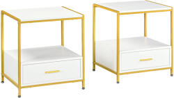 Homcom db-os modern éjjeliszekrény szett, éjjeliszekrények fiókos polccal, tárolórendszerezővel, hálószobába, nappaliba, fehér, nappaliba, hálószobába