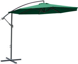 Outsunny kerti napernyő karral, dönthető, kereszt alakú talppal és tekerőkarral, 3x2, 5 m, zöld