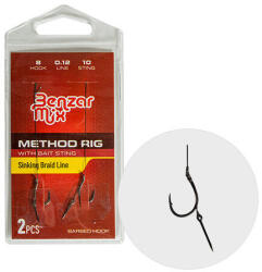 EnergoTeam Method Kötött Horog 10 (szakáll Nélküli) Fonott Zsinóron 7mm Csali Tüskével