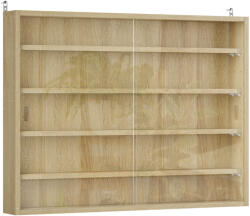 Homcom fa színű vitrin 5 állítható polccal és üvegajtókkal