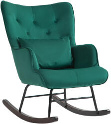 Homcom zöld hintaszék - bársony, magas háttámlával és párnával