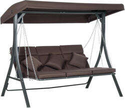 Outsunny 3 személyes kerti hinta, állítható ponyvával és 3 párnával, 198x118x168 cm, barna