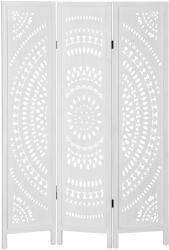 HomCom 3 paneles belső paraván, összecsukható belső elválasztó, faragott fa, 120x170 cm, fehér