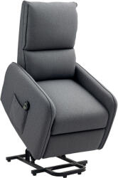 Homcom Elektromos Összecsukható Fotel Távirányítóval, Lábtartóval és Oldalsó Zsebbel, 62x86, 5x98 cm, Szénszürke