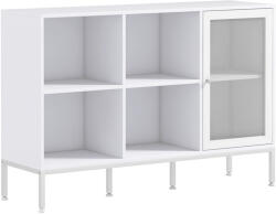 Homcom Büfészekrény 4 nyitott polccal és szekrénnyel, forgácslapból és acélból, 120x37x81, 5 cm, fehér