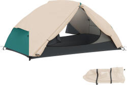 Outsunny 2 személyes kempingsátor 2 ajtóval, 2 hálós ablakkal és hordtáskával, 280x225x110 cm, bézs