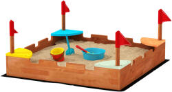 Aiyaplay homokozó 3-7 éves gyermekeknek, kastély alakú, fenyőfa, 90x90x17 cm, többszínű