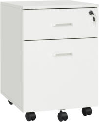 Vinsetto Fiset íróasztal 2 fiókkal és 5 kerékkel, forgácslap irodai szekrény zárral, 40x49x58 cm, fa színben