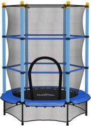 HomCom Gyerek Trambulin Biztonsági Hálóval és Párnázott Csőkkel, 3-10 Éves Korig, Ø140x190 cm, Kék