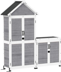 Outsunny Kerti Szerszámos Fészer Szekrénnyel és Állítható Polcokkal, 89x51x182 cm, Világosszürke