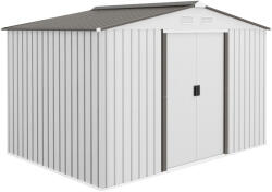 Outsunny kerti fészer dupla tolóajtókkal, acél és PP fészer, nagy méret, ezüst