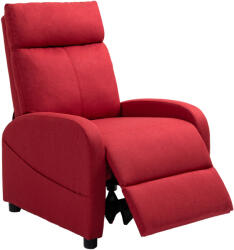 Homcom Kézzel Összecsukható Fotel Lábtartóval Len Hatású Huzattal, 69x85x100 cm, Borvörös