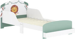 Aiyaplay Gyerekágy 3-8 éveseknek Alacsony Fa Ágy Tárolóhellyel és Oldalsó Sínekkel, 150x77x60 cm, Zöld
