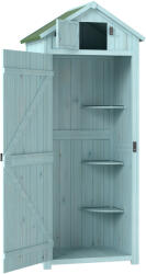 Outsunny Kerti Szerszámtároló, Fa, 3 Polccal, 77x54, 2x179cm, Kék