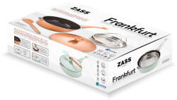  4 részes ZASS Gourmet ZG-ACS 07 nyomáson öntött alumínium többfunkciós serpenyőszett, Ultra tapadásmentes, Kerámia bevonat, Fedővel és gőzszűrővel, Rózsaszín