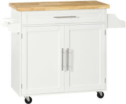 Homcom konyhai kocsi 109×40×89 cm - Fa tetejű, kerekekkel és tárolóhellyel