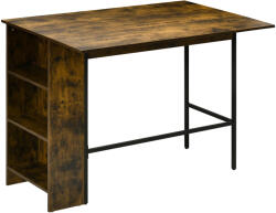 Homcom Ipari stílusú összecsukható bárasztal 3 polccal, magas asztal fából és acélból 120x76x91, 4cm