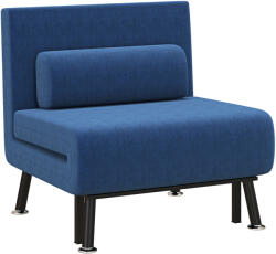 Homcom Fotelágy 5 pozícióban állítható háttámlával, lenvászon hatású szövettel és acéllal, 75x70x75 cm, sötétkék