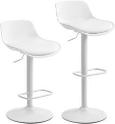 Homcom 2 db-os forgó bárszék szett háttámlával és állítható magassággal, fehér