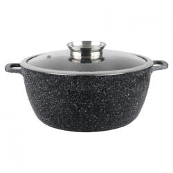 Voltz Cratita cu capac Oliver Voltz OV54318C28, Ø28x12.5 cm, 6.5 L, Aluminiu turnat, Finisaj marmura ceramica, Negru (OV54318C28)