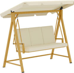 Outsunny 3 személyes kerti hinta tetővel és párnákkal 195x120x170cm bézs