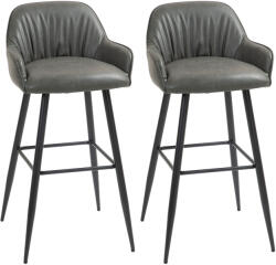 Homcom 2 db-os bárszék szett PU bőrből, magas bárszék lábtartóval, 52x53x99 cm, sötétszürke