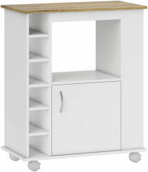 Homcom Konyhai kocsi szekrénnyel, 6 tárolórekesszel és 3 oldalsó polccal, 75x39, 5x88 cm, fehér