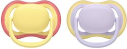 Philips Suzete Philips Avent - Ultra Air, 0-6 luni, cu cutie, 2 bucăți, pastelate, galbenă/liliachie (SCF087/03)