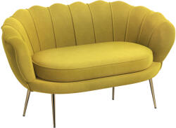 Homcom Modern kétszemélyes kanapé karfával és párnázott ülőfelülettel, hálószobába és nappaliba, 130x77x77 cm, sárga