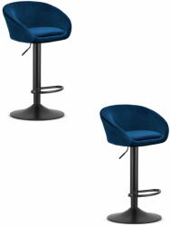 EAST bársony zsámoly - sötétkék bársony / fekete lábazat x 2