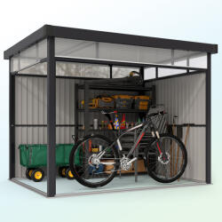 Outsunny kerti fészer akril tetőablakkal és vízelvezető nyílásokkal, 200x258x201 cm, sötétszürke