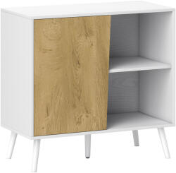Homcom Modern Tálalószekrény Szekrénnyel és Tárolórekesszel, Fa Anyagban, 80x39x76 cm, Fehér