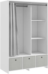 Homcom Gardrób Akasztós Sínnel, 3 Szövet Fiókos és 3 Polcos, 105x48x160 cm, Fehér és Szürke