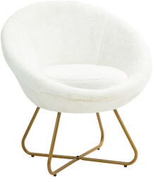 Homcom Műszőrme Karosszék, Arany Fém Lábak és Csúszásgátló Talp, 75x66x79 cm, Fehér
